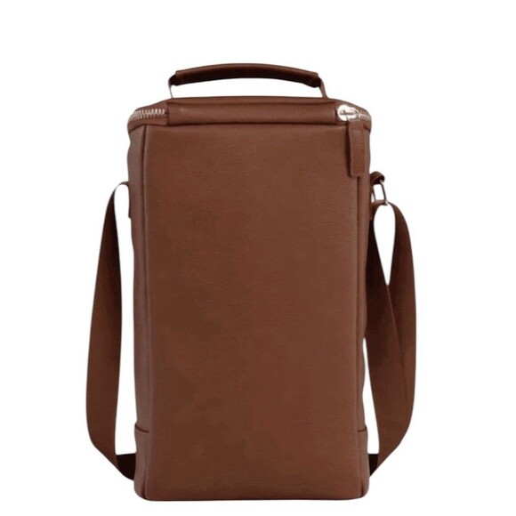 Igloo Luxe 2 Bottle Insulated Wine Tote Cooler Bag Cognac Faux Leather Look NEW - Picture 4 of 10